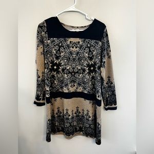 Bou‎ Jeloud Womens Tunic Blue Faux Suede And Oatmeal